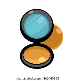 Ivory compact powder with mirror. Vector illustration