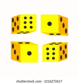 Ivory dice with black dots from 1 to 6 point on eachh side
