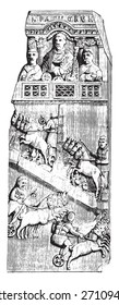 Ivory diptych tablet representing the racing circus, vintage engraved illustration. Industrial encyclopedia E.-O. Lami - 1875. 