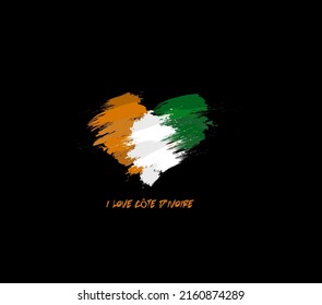 Ivory Coast(Côte d'Ivoire) grunge flag heart for your design