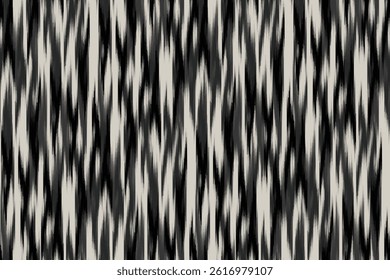 Ivory grey black ikat sharp , ornament endless colorful stripe blurred pattern fashion textile beautiful ethnicity ogee abstract canvas print dynamic hand draw grunge art cloth wave texture fabric