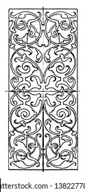 Ivory Inlay Oblong Panel was designed by Hans Schieferstein in Germany, vintage line drawing or engraving illustration.