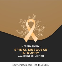 Ivory ribbon with flower awareness graphic for International Spinal muscular atrophy Awareness Month.
