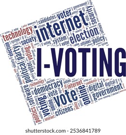 I-votando palavra nuvem design conceitual isolado no fundo branco.