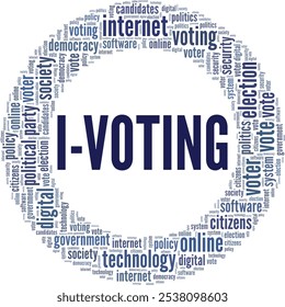 Diseño conceptual de nube de palabra I-voto aislado sobre fondo blanco.