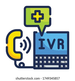 IVR Call Center and Technology Fill Outline icon. Medical Technology Concept.