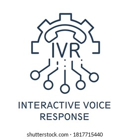 IVR. Interactive Voice Response.  Customer Service.  Vector Linear Icon Isolated On White Background.