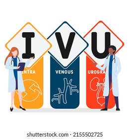 IVU intravenous urography acronym. business concept background.  vector illustration concept with keywords and icons. lettering illustration with icons for web banner, flyer, landing page