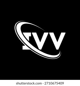Logo de IVV. Carta IV. Diseño del logotipo de la letra IV. Logotipo de las iniciales IVV enlazado con el círculo y el logotipo del monograma en mayúsculas. Tipografía IVV para tecnología, negocio y marca inmobiliaria.