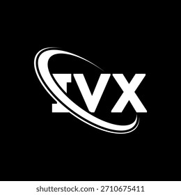 Logo de IVX. Carta IVX. Diseño del logotipo de la letra IVX. Logotipo de las iniciales IVX enlazado con el círculo y el logotipo del monograma en mayúsculas. Tipografía IVX para tecnología, negocio y marca inmobiliaria.