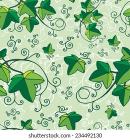 Ivy in green. Christmas vector seamless pattern, can be used anyhow.
