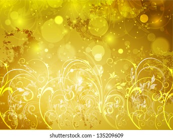 Ivy leaf background gold