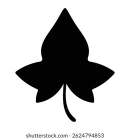 Ivy leaf vector icon. Botanical symbol often used in nature, autumn, or organic design themes. Black silhouette isolated on white background.