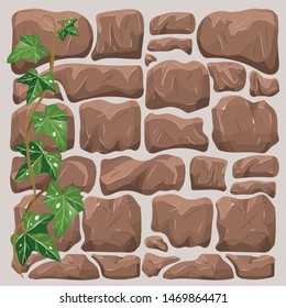 Ivy on a wild stone detailed vector