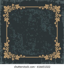 Ivy plant ornament rectangular, frame, vintage, illustration, vector