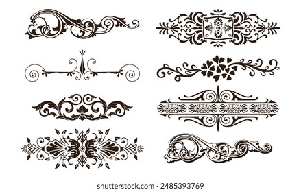 Ivy vine design element, chapter underline, floral wedding invitation border or title underline, fancy leaves pattern vector.eps
