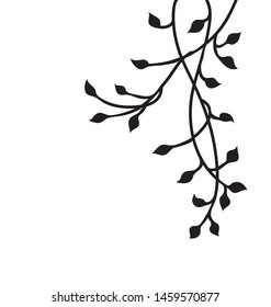 ivy vine design element, floral border vector outline or silhouette of plant leaves isolated on a white background and is editable