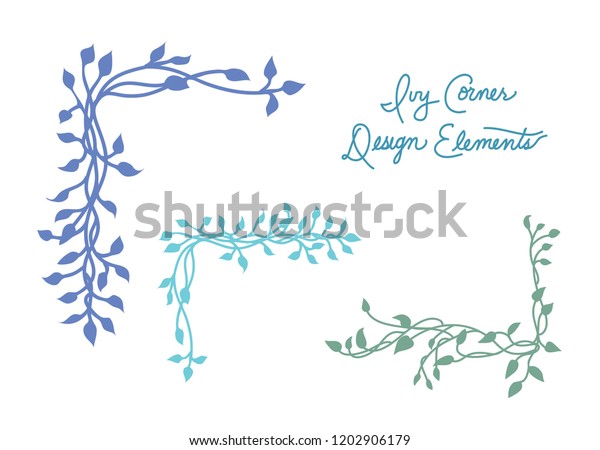 Ivy and vine design elements for border\
corners and dividers and are hand drawn vector illustrations for\
wedding and Victorian\
decorations.