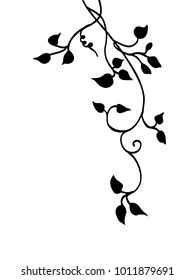 ivy vine silhouette vector, elegant decorative border and corner design element of leaves in pretty layout
