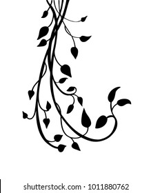 ivy vine silhouette vector, elegant decorative border and corner design element of leaves in pretty layout