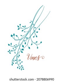 ivy vine silhouette vector; elegant decorative border or corner design element of leaves in pretty layout