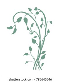 ivy vine silhouette vector, elegant decorative border and corner design element of leaves in pretty graceful layout isolated on white background