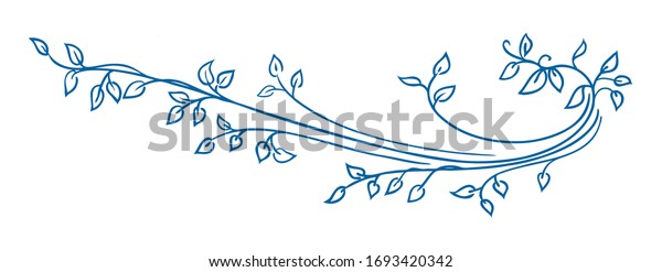 ivy or vine vector design element; hand drawn\
climbing ivy leaves or plant illustration in elegant chapter\
divider or underline, decorative border or corner sketch in pretty\
swirl or curl doodle