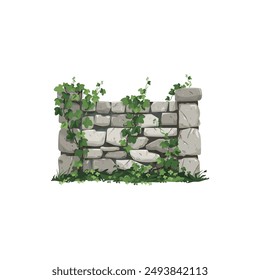 Ivy-Covered Stone Wall Illustration. Vector illustration design.