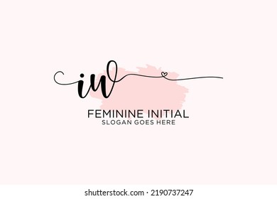 IW beauty monogram and elegant logo design handwriting logo of initial signature, wedding, fashion, floral and botanical with creative template.