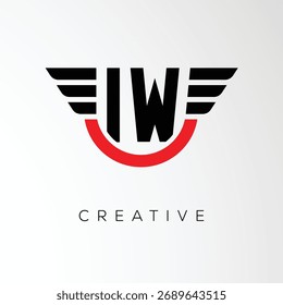 IW Creative Wings Letter Logo with Modern Shield - Powerful Business and Branding Symbol	
