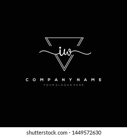IW handwriting initial logo template vector.