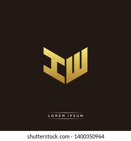 IW / HW Logo Letter Initial Logo Designs Templete with Gold and Black Background