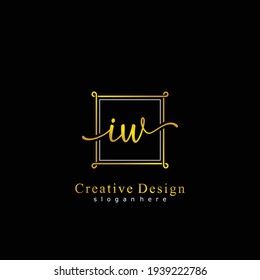 IW Initial calligraphy handwritten logo. Handwritten alphabet in the logo template. Letters and Alphabet for signature, wedding, fashion, floral and botanical logo design 