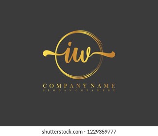 IW initial handwriting logo circle template vector
