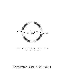 IW initial handwriting logo template vector