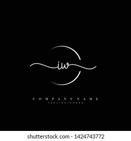 IW initial handwriting logo template vector