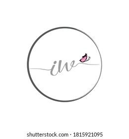 IW erstes Logo-Design für Handschriften mit Schmetterling