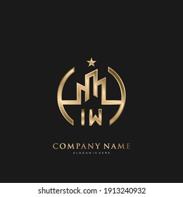 IW Letra inicial Inmobiliaria Casa de lujo Logo Vector arte para empresas, edificios, arquitectura