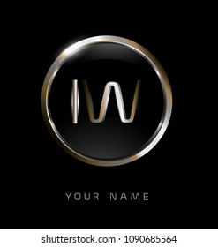 IW initial letters with circle elegant logo golden silver black background