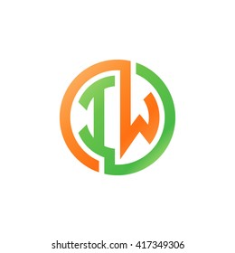 IW initial letters looping linked circle logo orange green
