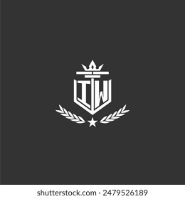 IW initial monogram brand logo design for crown vector image
