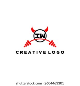 IW initial monogram for fitnes or gym logo with devil style design