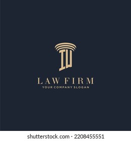 IW initial monogram lawfirm logo with pillar design