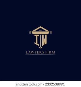 IW initial monogram lawfirm logo with pillar design