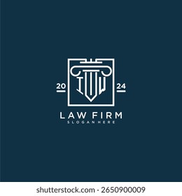 IW initial monogram logo for lawfirm with pillar design in creative square