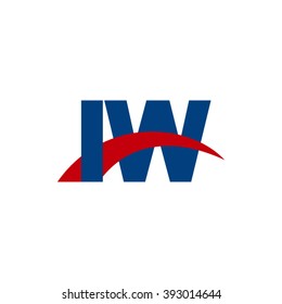 IW initial overlapping swoosh letter logo blue red