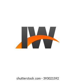 IW initial overlapping swoosh letter logo black orange