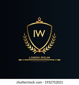 IW Letter Initial with Royal Template.elegant with crown logo vector, Creative Lettering Logo Vector Illustration.