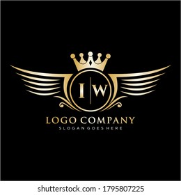 IW Letter Initial with Royal Wing Logo Template.