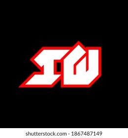 diseño de letras IW iniciales con estilo de ciencia ficción. 